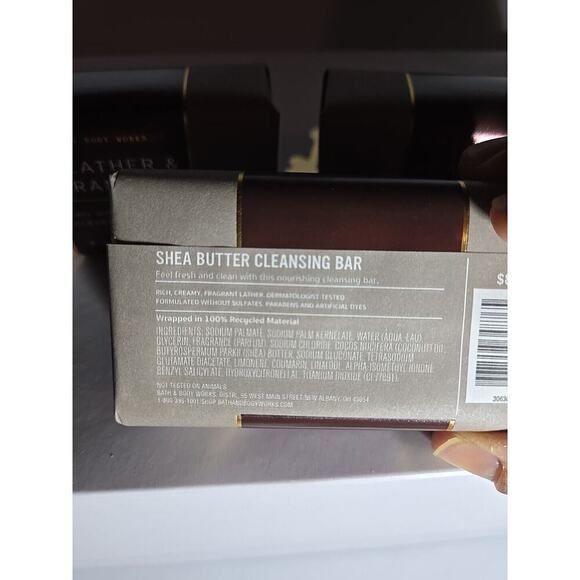 Bath & Body Works Shea Butter CLEANSING BAR LEATHER & BRANDY 3 Pack - Picture 7 of 8